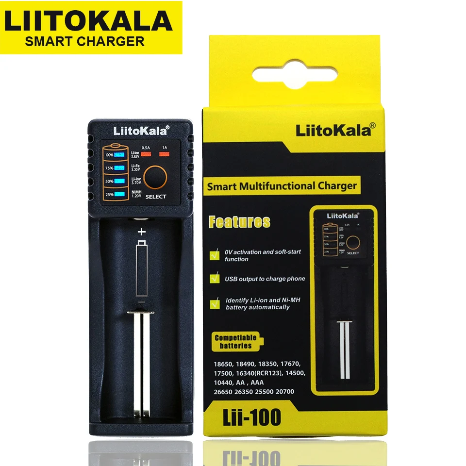Liitokala-Carregador inteligente de bateria de lítio, Lii-100, Lii-202, Lii-402, Lii-PL4, Lii-PD2, 1.2V, 3.7V, 3.2V, 3.85V, 18650, 18350, 26650, 18490