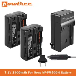 2.4Ah NP-FM500H wymienna bateria + USB ładowarka do Sony Alpha A57 A58 A65 A77 A99 A550 A560 A580 A700 A850 A900 Sony SLT a99 II