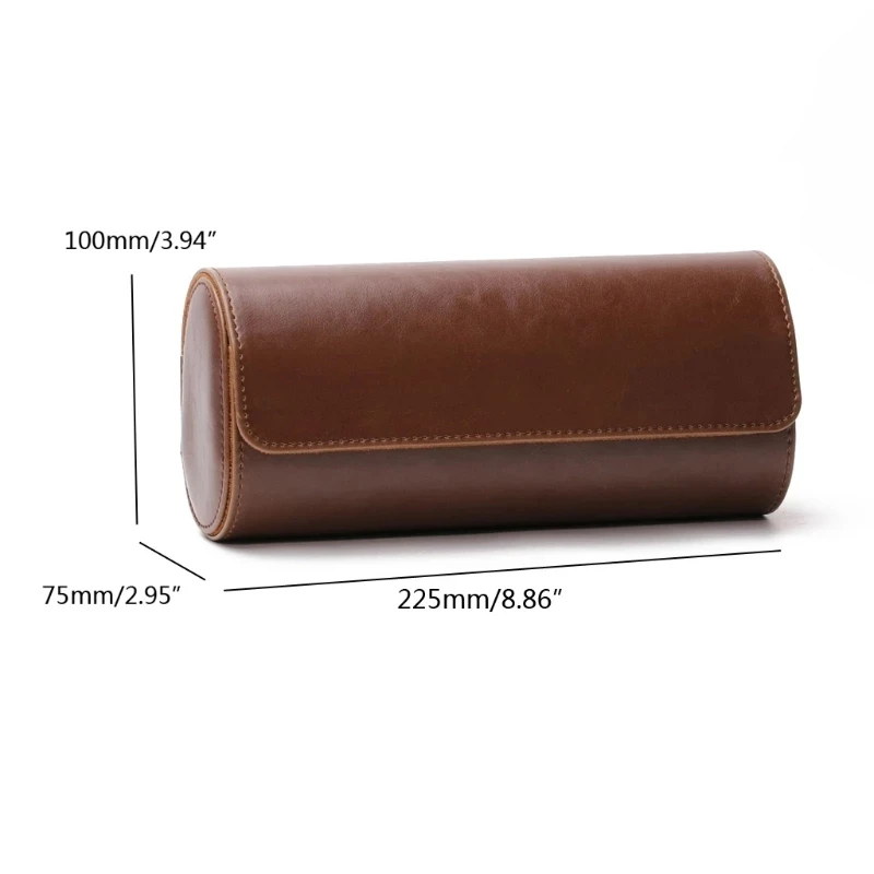 3 Slots Watch Roll Travel Case Chic Portable Vintage Leather Display Watch Storage Box with Slid in Out Watch Organizers