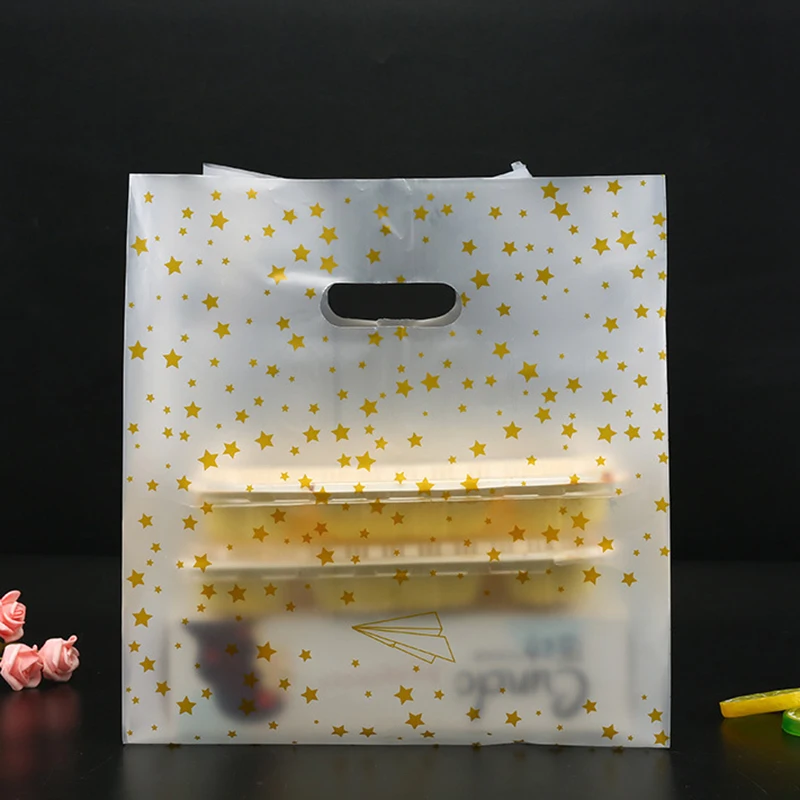 50Pcs/Lot Little Stars Food Plastic Bag Takeaway Packaging Bag Bread Dessert Tote Cake Bag Lunch Box Packaging Bag Transparent