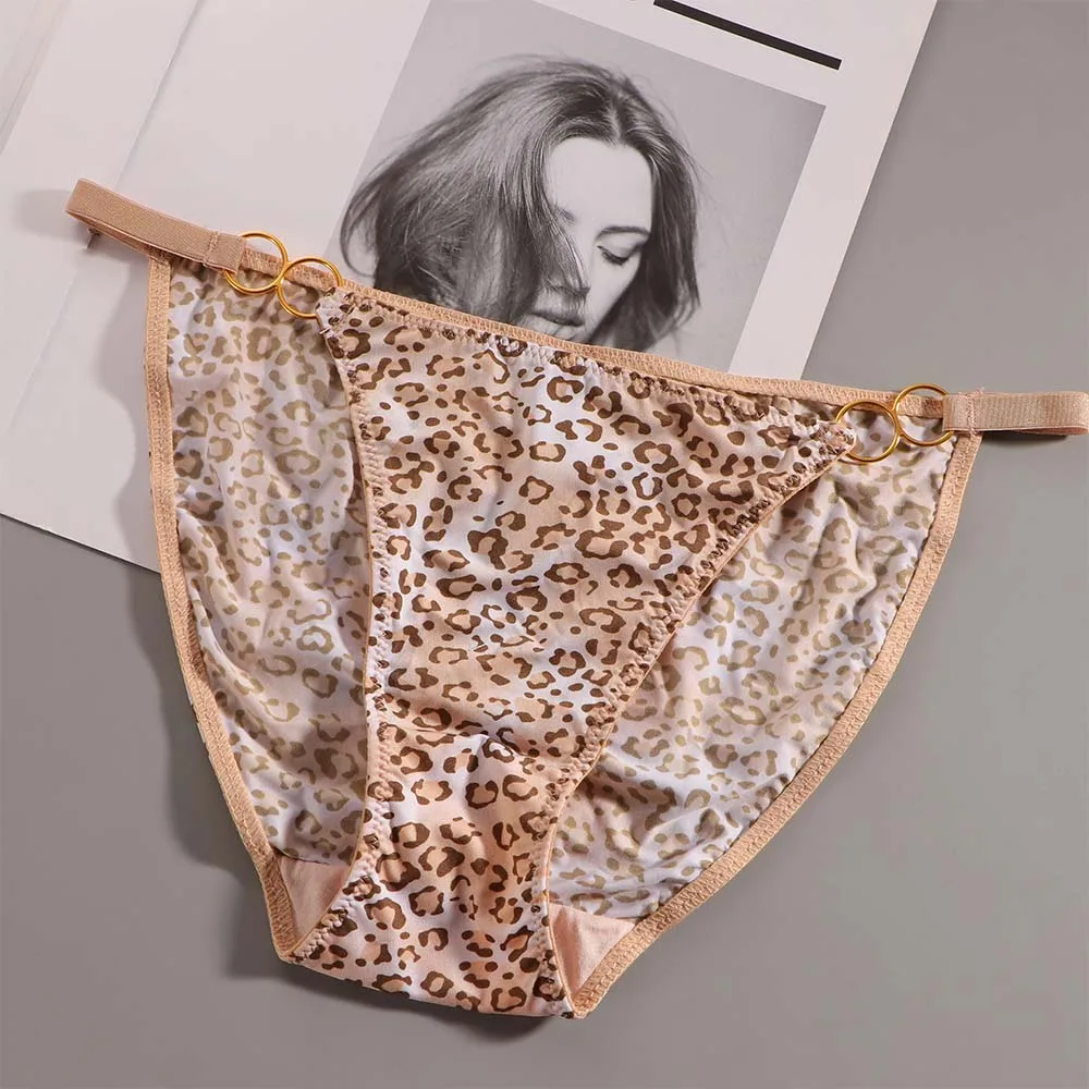 Thin Belt Leopard Panties Seamless Triangle Briefs Sexy Ultra-Thin Milk Silk Women Underwear Hollow Out Lingerie Thong