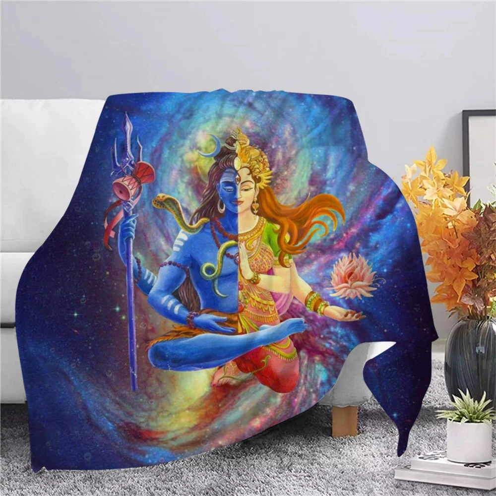 

CLOOCL Indian God Lord Shiva Flannel Blanket Print Sofa Travel Throw Blankets Office Nap Teenager Bedding Blanket Drop Shipping