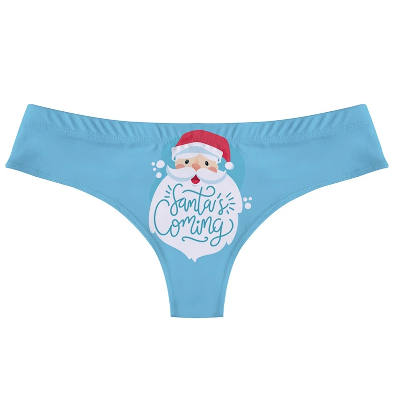 Original Santa Claus Snowflake Printing thong Elastic waistband Women\'s Underwear Low-Rise T-back Loose fitting Female G-string