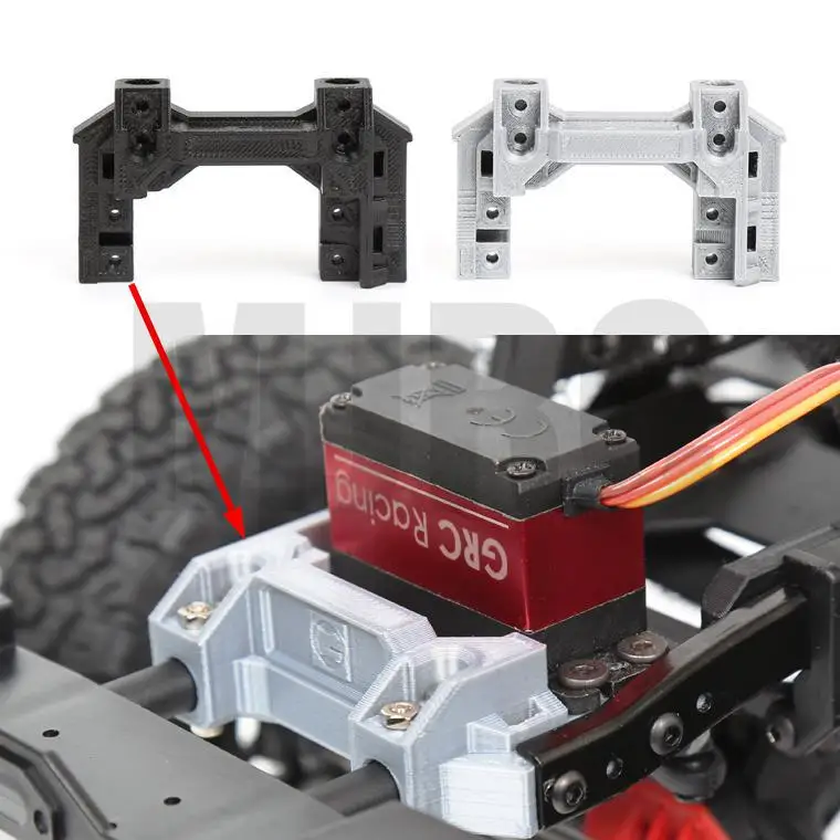 Silver / Black 3D Print Servo Shift Front Bumper Mount for 1/10 RC Automotive 90046/47 Axial SCX10 II Servo Front End/