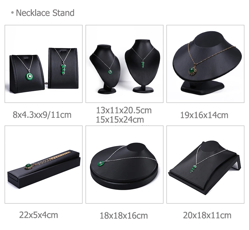 Jewelry Retail Store Black PU Ring Earring Stand Holder Bust Bangle Organzier Set Jewelry Pendant Necklace Chain Chokers Display