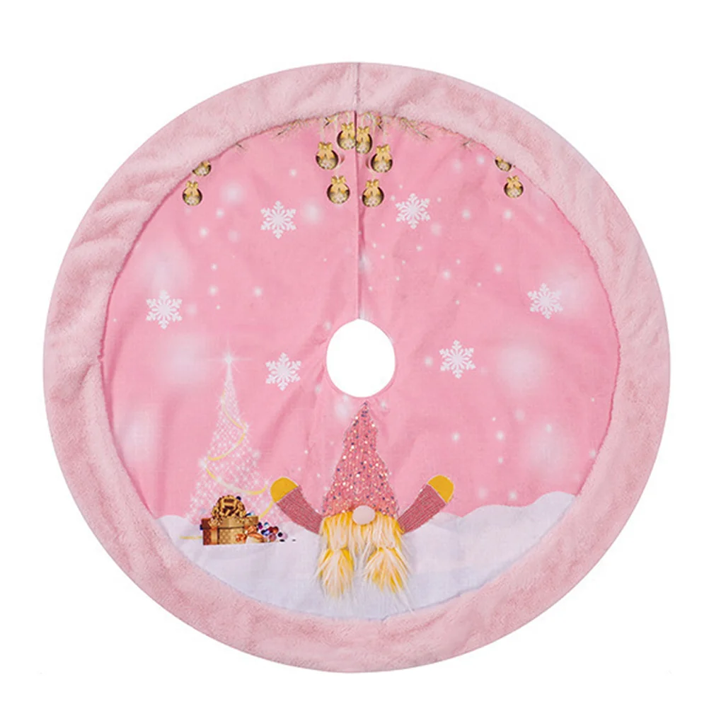 Christmas Tree Skirt with Light Pink Rudolph Plush Christmas Tree Mat Xmas Tree Holiday Party Decoration