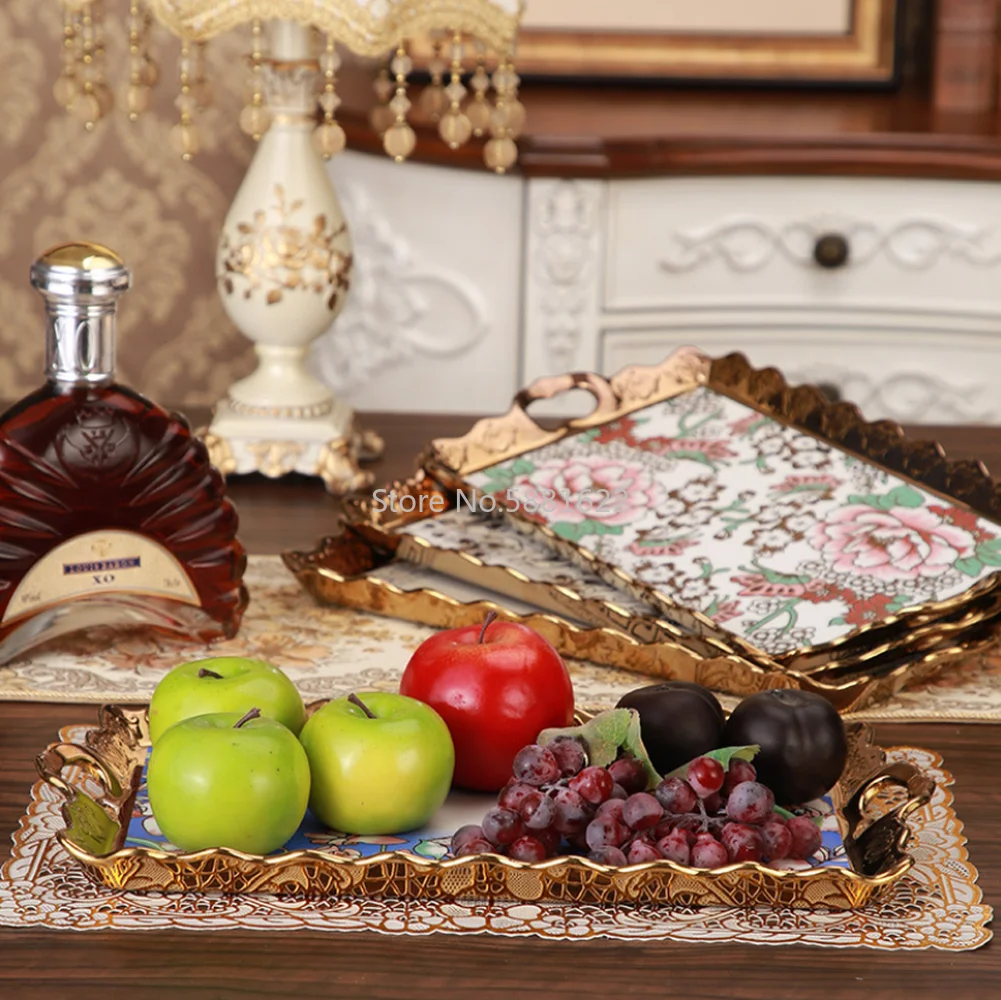 42*23CM Creative Fruit Plate Living Room Ceramic Plate Snacks Cake Food Tray Household Storage Trays Serving Tray Decoration