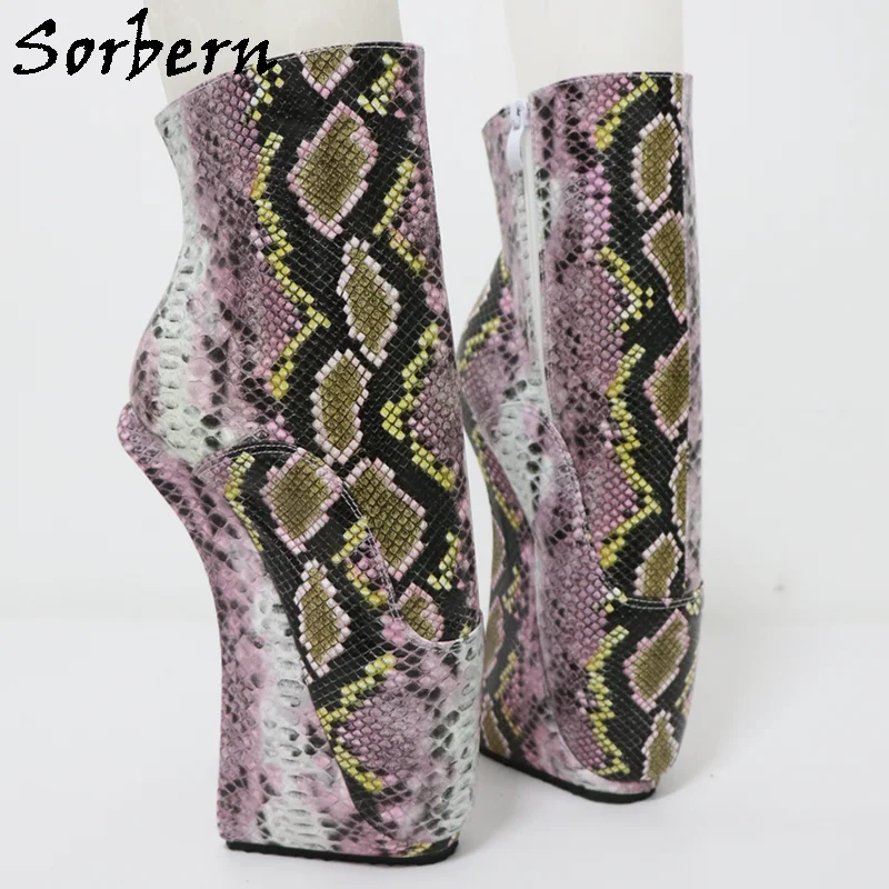 Sorbern Colorful Snake Ballet Boots For Women No Heel Ankle Boot Bdsm Slaves Shoes Plus Size 43 Women Shoes Custom Colors