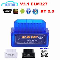 OBD 스캔 ELM327 V2.1 작동 안드로이드 토크 다기능 OBD2 16Pin 코드 리더 자동차 진단 도구 BT 2.0 ELM 327