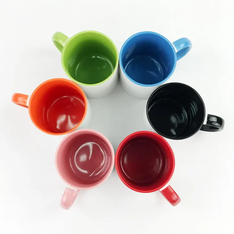 Blank Sublimation Ceramic mug color handle Color inside blank cup by Sublimation INK DIY Transfer Heat Press Print