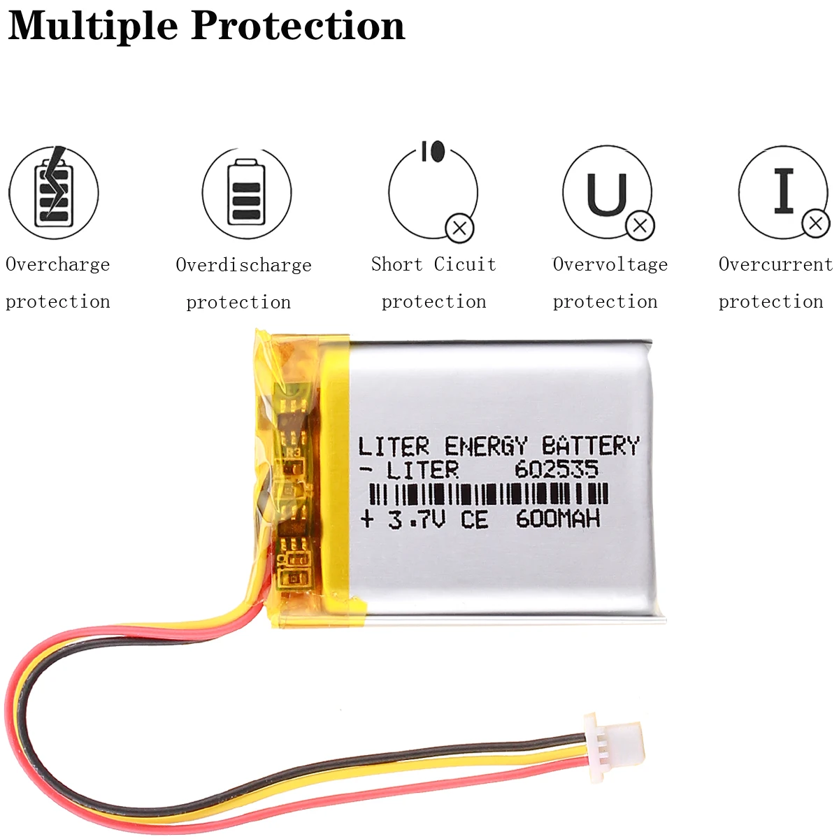 Wideorejestrator 388 pojemność 600MAH model 582535 602535 P polimerowa bateria thium 3 linia 1.0MM 3pin złącze