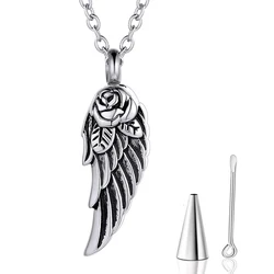 Angel Wing Ash Pendant Cremation Jewelry Stainless Steel Keepsake Urn Necklace