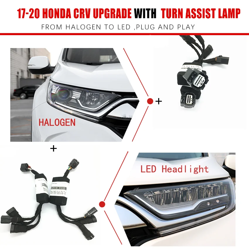 Car Headlight Modification Upgrade Special Car Wiring Adapter Harness For 17-20 Honda 8 Pins CRV Without&With Turn Assist Lamp