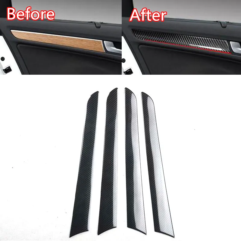 

For AUDI A4L 2009-2016 Carbon Fiber Style Car Interior Door Panel Decoration Strips Stickers Car Cover Styling