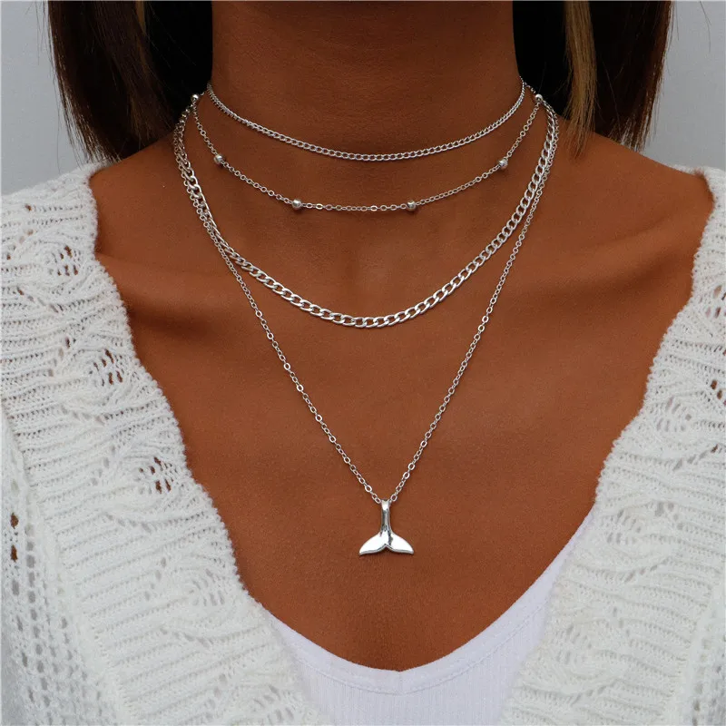 Tenande Bohemian Mehrschichtige Halskette für Frauen Vintage Wassertropfen Münze Stern Mond Anhänger Halskette Geometrisches Collier Collares – Detail 23