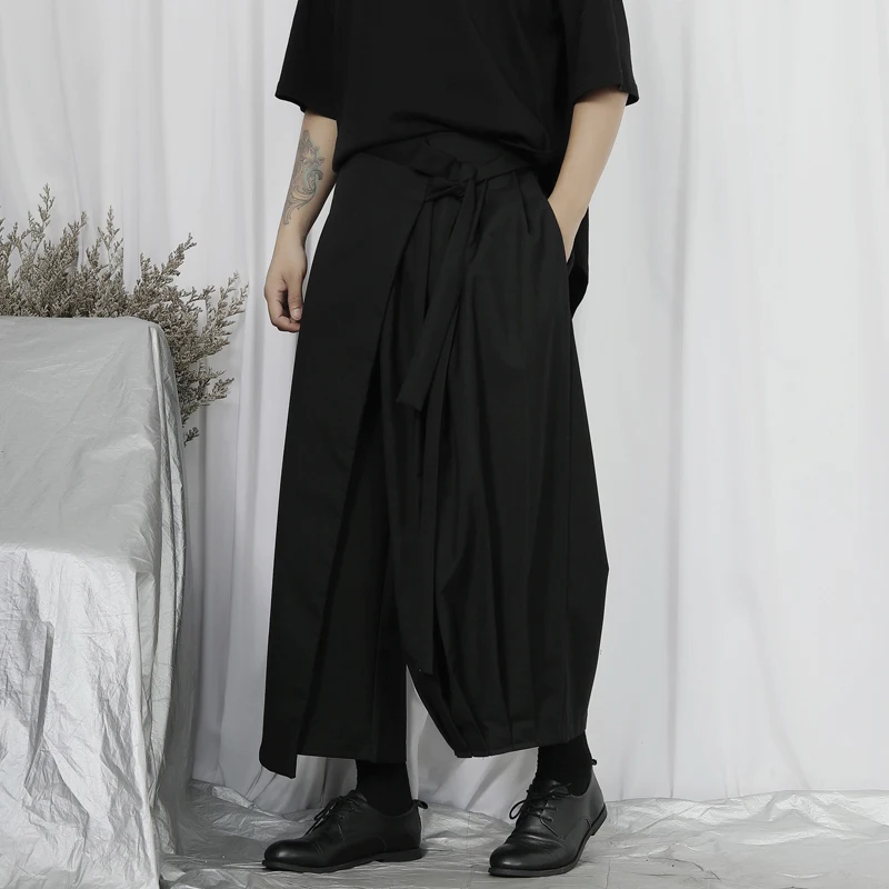 

Men's New Casual Pants Fashion Trendy Brand Personality Asymmetric Loose Wide Leg Pants Nine Point Suit Pants