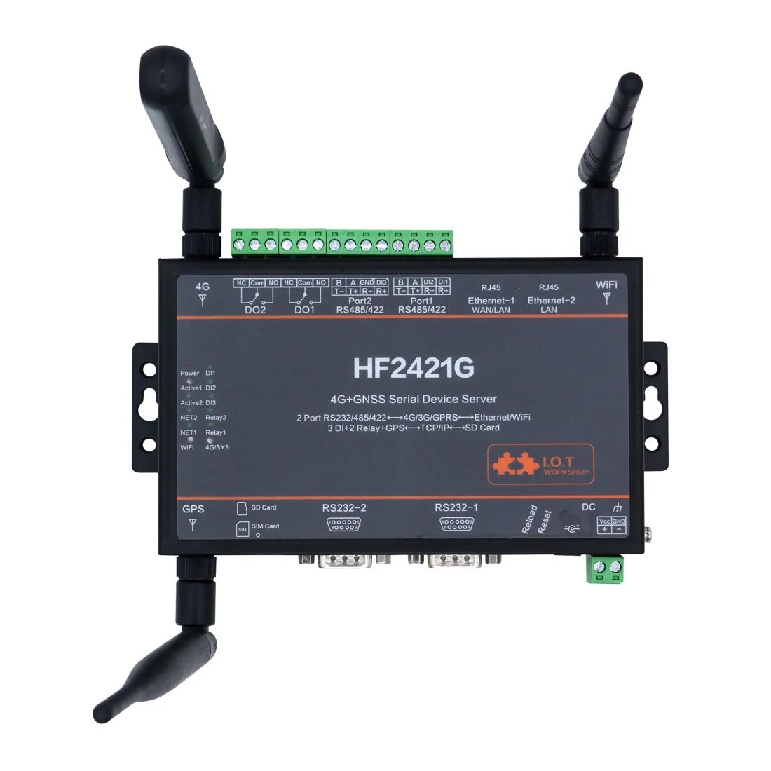 HF2421 4G GNSS Serial Device Server RS232 RS485 RS422 to Ethernet 3G GPRS Network Converter GPS Industrial Wifi Module HF2421G