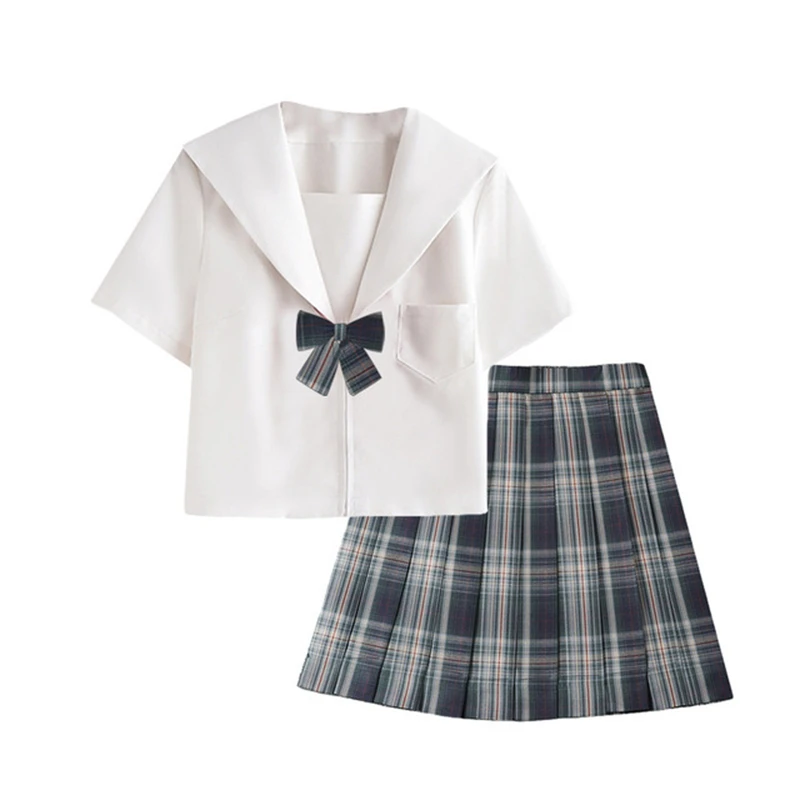 Japanese orthodox white Wuben Kanto lapel JK uniform skirt basic sailor suit women's shirt college style summer suit cos girls