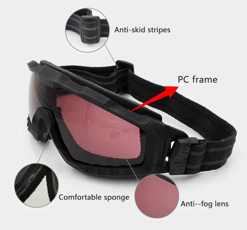 SI M ALPHA Anti-fog Ski sunglasses cycling sun military goggles  Army tactical glasses Men shooting eyewear Gafas 4 lens