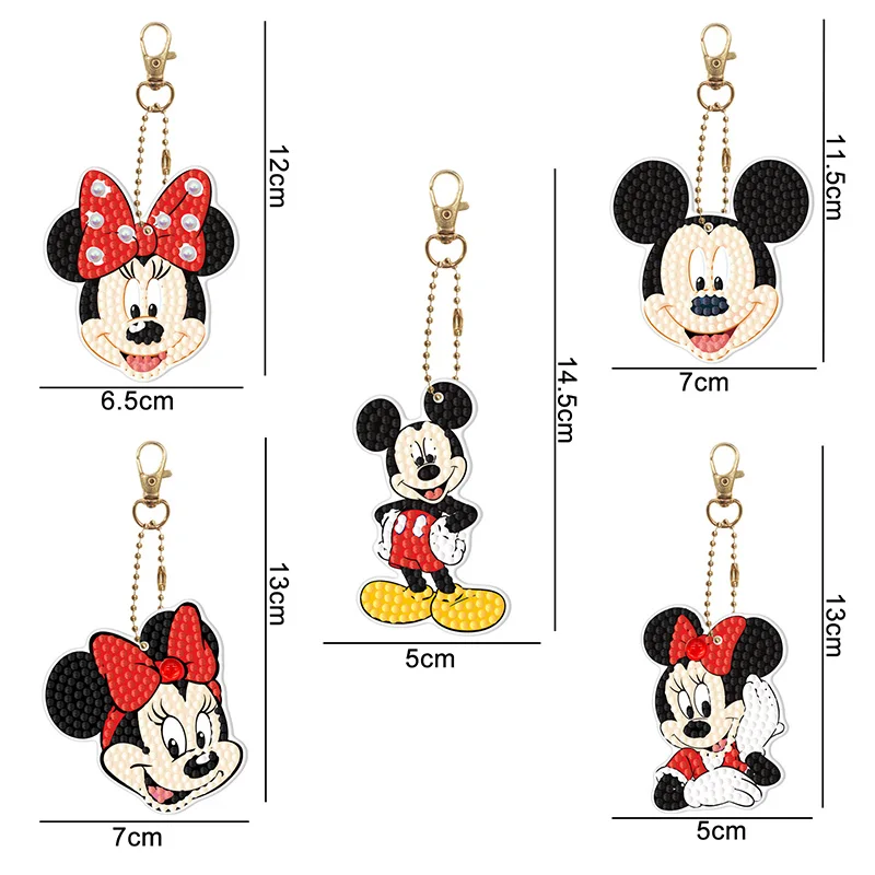 Disney 5D diament malarstwo brelok specjalne Rhinestone kreskówka myszka miki Minnie Mouse haft DIY Craft łańcuszek na akcesoria