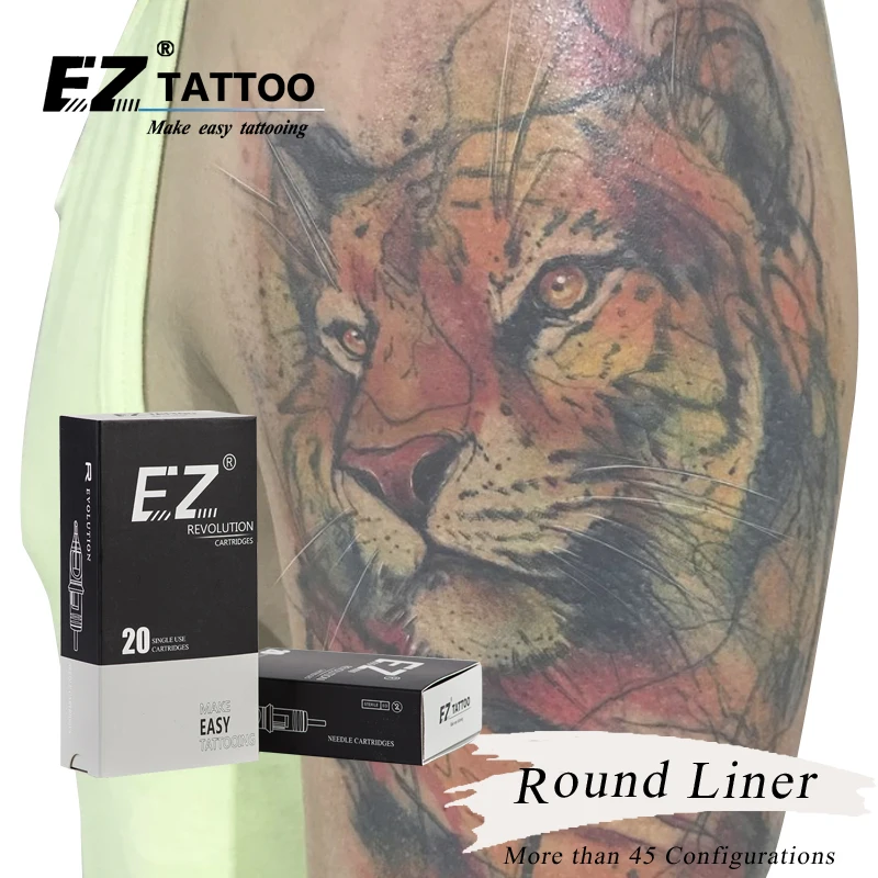 RC1003RLB EZ Revolution Tattoo-Patronennadeln # 10 (0,30 mm) 3RL Medium Taper Round Liner Rotary Pen Machine Grip Supply