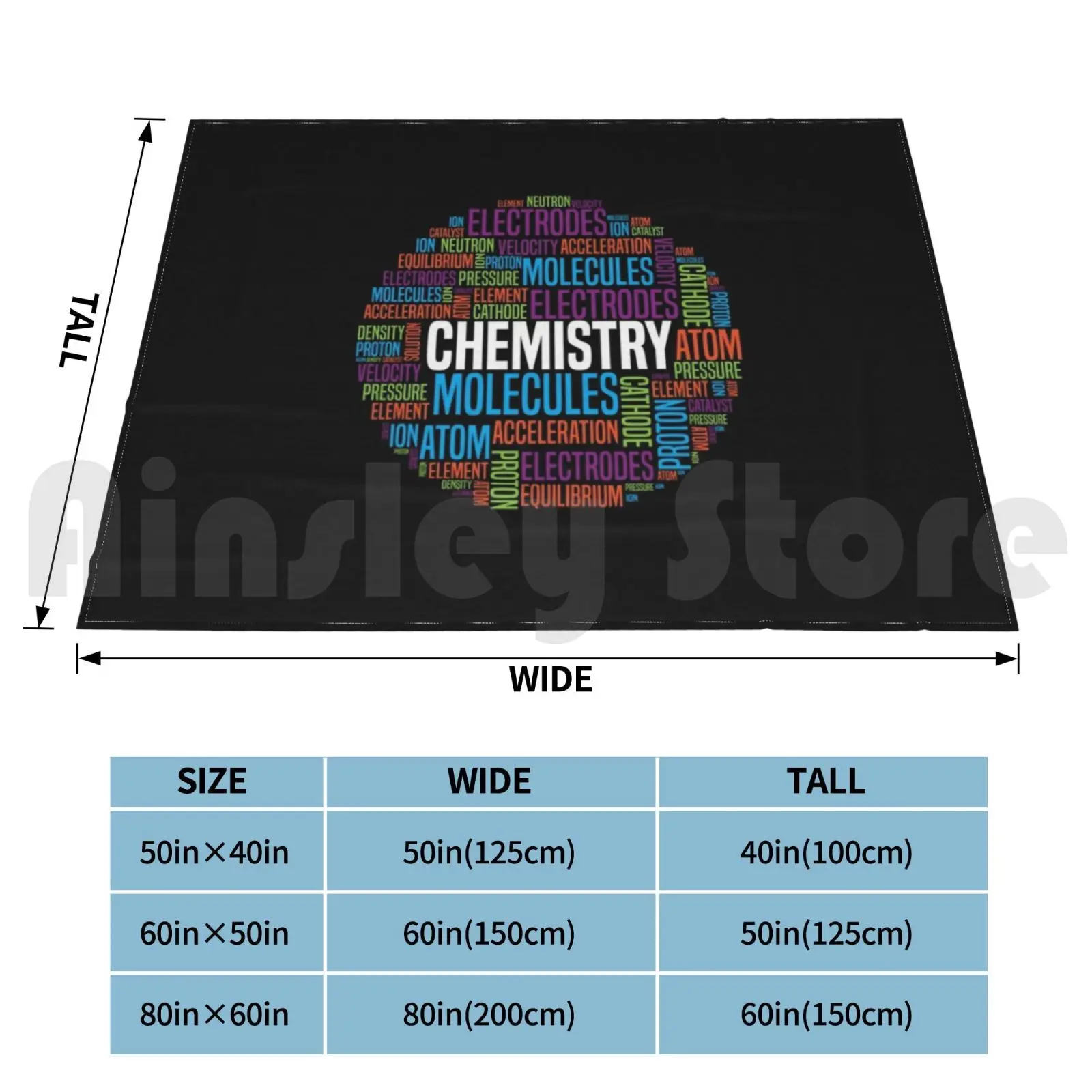 Chemist Chemistry Teacher Student Professional Gift Blanket Super Soft Warm Light Thin Chemistry Terms Chemistry