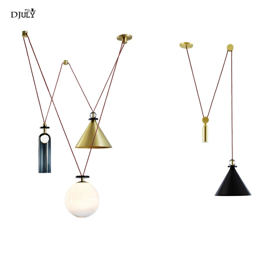 

postmodern designer Lifting pulley diy pendant lights for bedroom villa dining room luxury home deco lamp suspended led luster