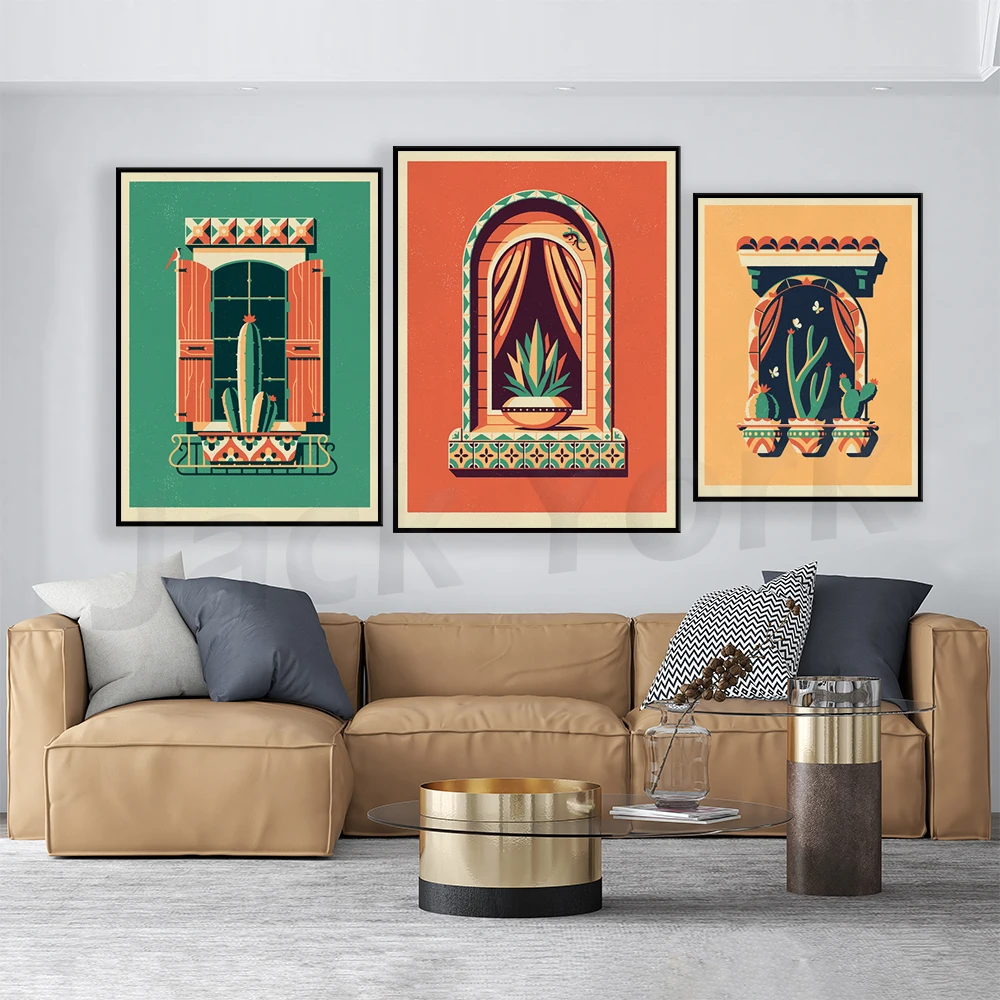 Jalisco Art Print,Oaxaca Art Print,Veracruz Art Print (Southwestern/Mexico Window & Cactus/Succulent)