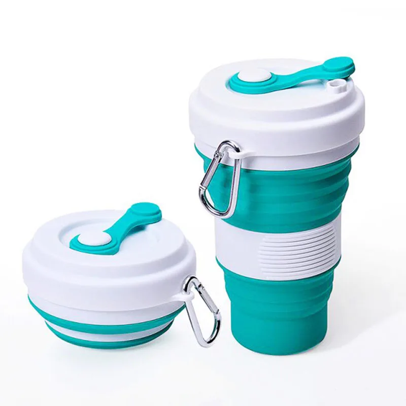 1Pcs 550ml 5 Color Creative Practical Portable Silicone Folding Cup Telescopic Drinking Coffee Cup Travel Work Essential Goods