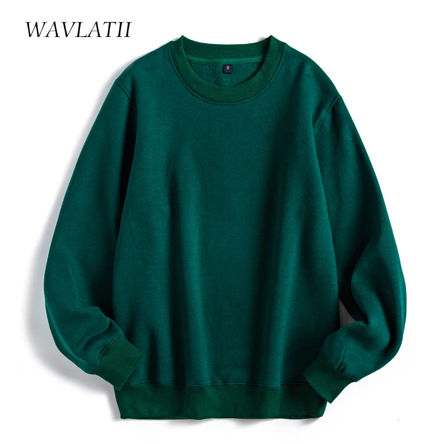 WAVLATII New 2021 Women Green Sweatshirts Female Red Casual Fleece Hoodie Lady Warm Tops WH2103