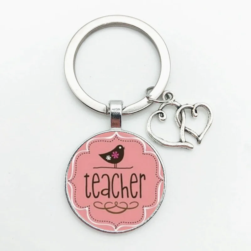 Gift for The Teacher Day Keychain The Best Teacher Present Cut Car Key Chain Ring Holder for Men and Women Jewelry