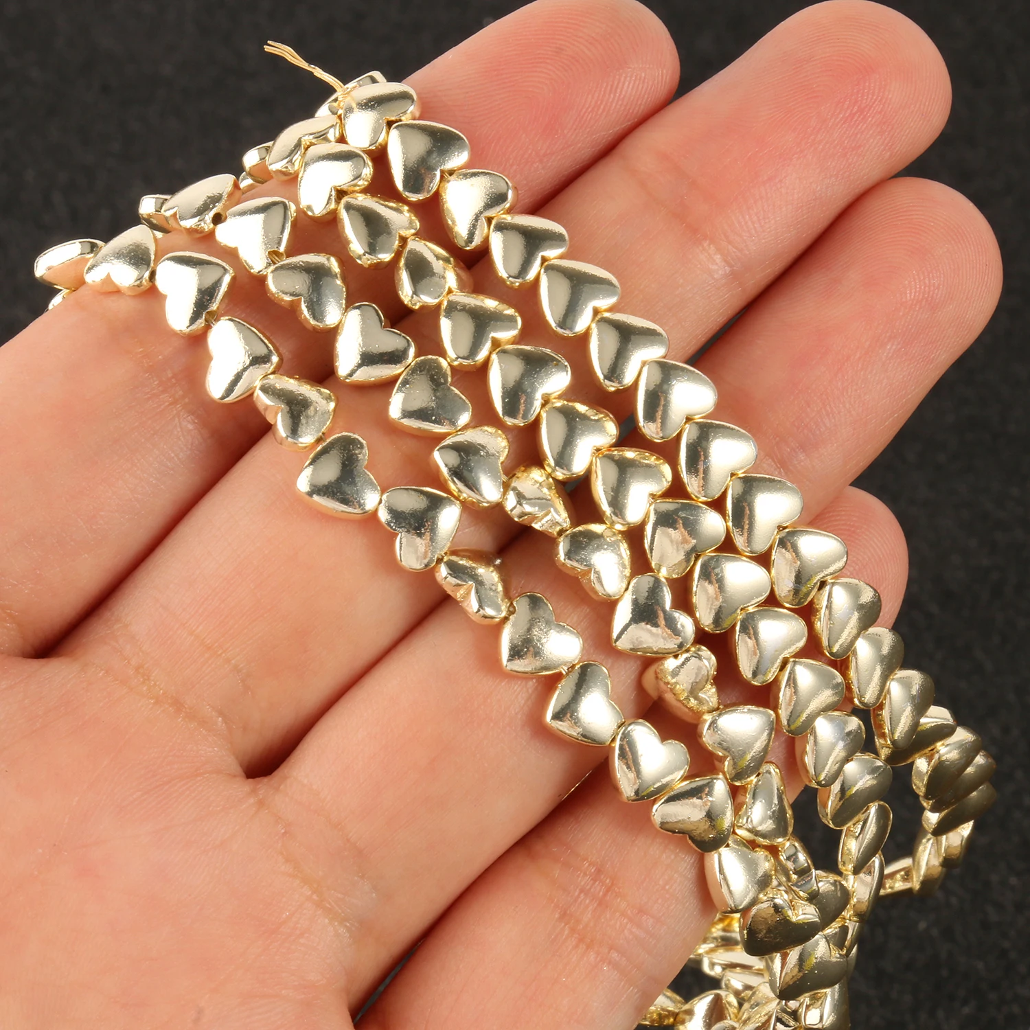 9K Gold Color Hematite Square Heart Round Shape Natural Beads Loose Stone Beads For Jewelry Making DIY Bracelet Necklace 15inch