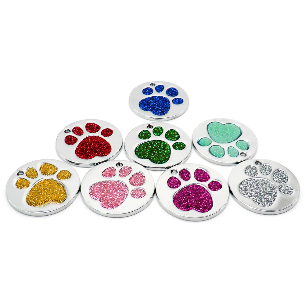 Wholesale 100Pcs Personalized Dog Tag Custom Pet Puppy Dog ID Tag Dog Collar Accessories Engraved Name Plate Paw Tag For Dogs