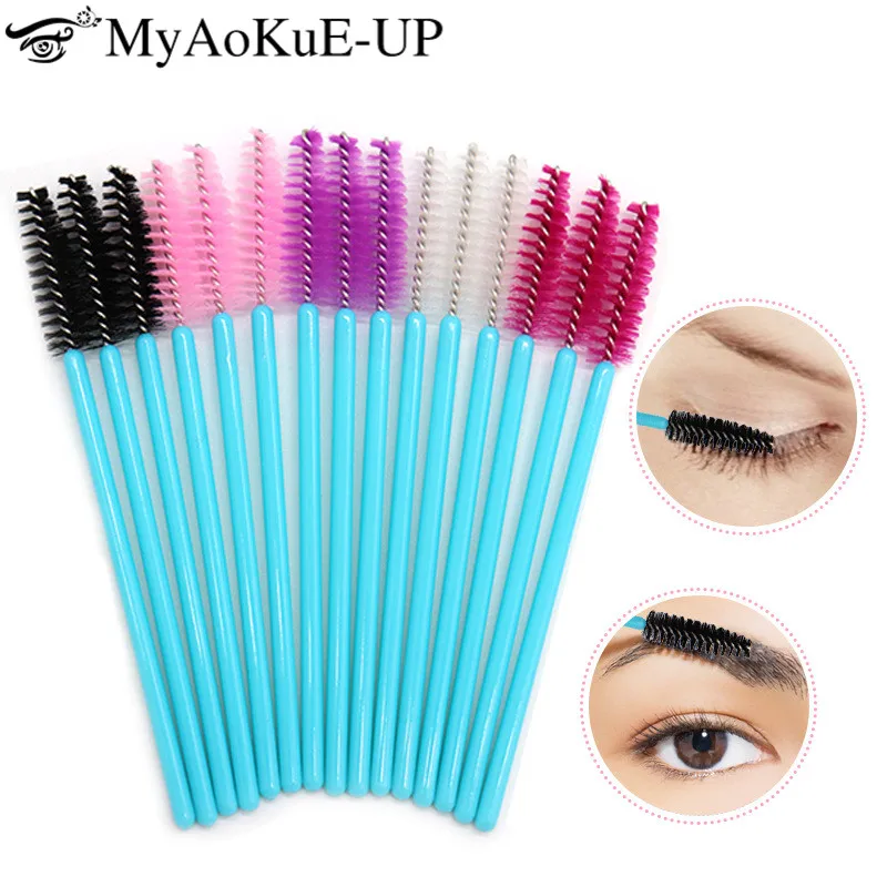 Brosse de maquillage pour cils de poulet, peigne pour les yeux, baguettes de mascara, applicateur de microbrosse, fournitures d'extension de cils, outil de beauté, 50 pièces