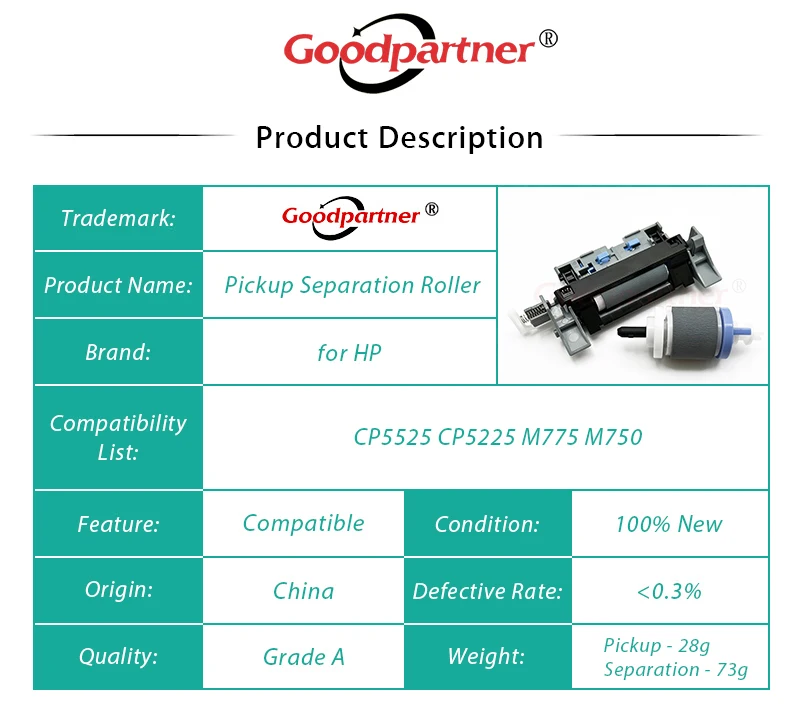 CE710-69007 CE710-67007 Pickup Separation Roller for HP CP5525 CP5225 M775 M750 for CANON C2020 C2025 C2030 C2220 C2225 C2230