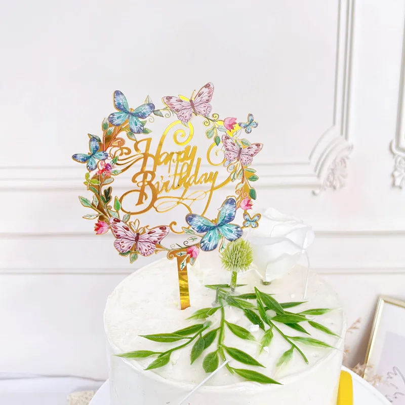 Acryl Happy Birthday Cake Topper Schlichter Goldener Geburtstagstorten-Aufsatz für Kinder Feiertagsgeschenk Dessert-Dekoration Babyparty – Detail 10