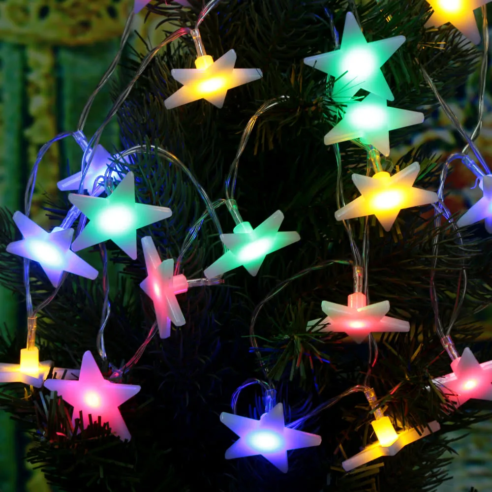 2.1M 20LEDs Multi Color Five-pointed Flat Star Lamp Fairy String Light for Party Wedding Christmas Home Room Decor Gift