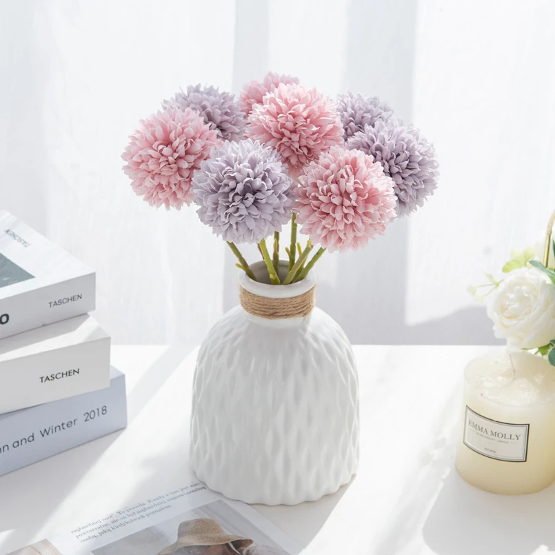 5 Stück Seidenhortensien, Hochzeitsauto-Dekorationsblumen, Weihnachtsdekorationen, Vase für Zuhause, Scrapbooking, Künstliche Pflanzen – Detail 2