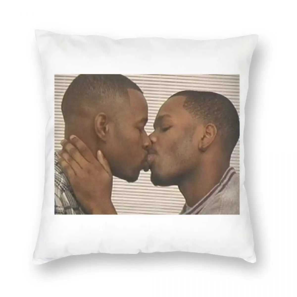 Two Gay Niggas Kissing Square Pillowcase Polyester Linen Velvet Zip Decor Pillow Case Home Cushion Cover 18\