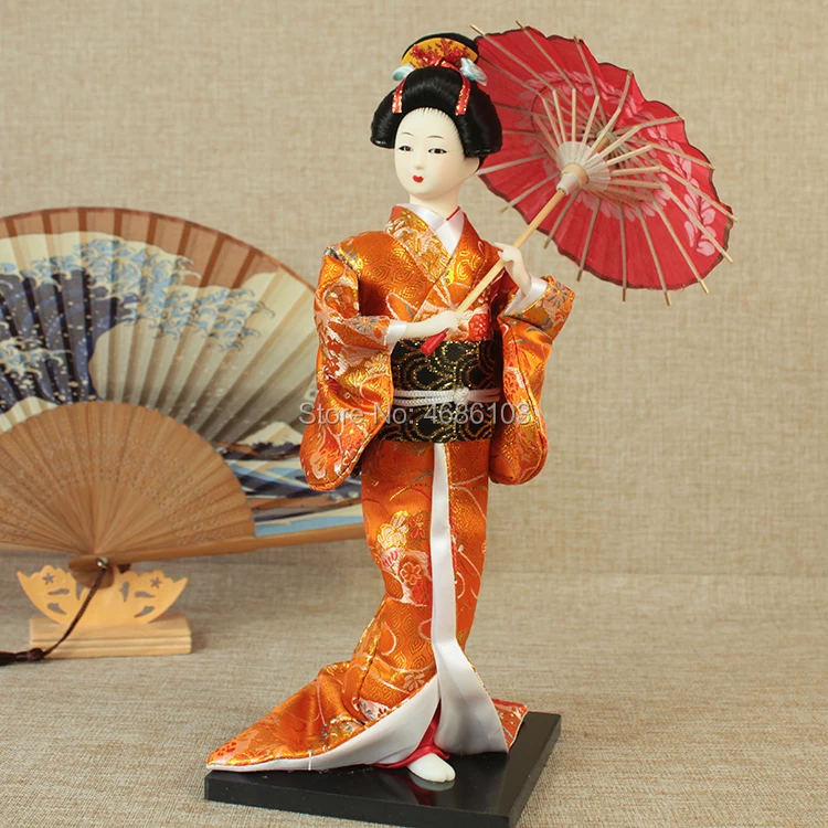 Japanese Umbrella Puppet Lovely Kimono Dolls Geisha Figurines Dolls With Beautiful Kimono New House Decoration Birthday Gift