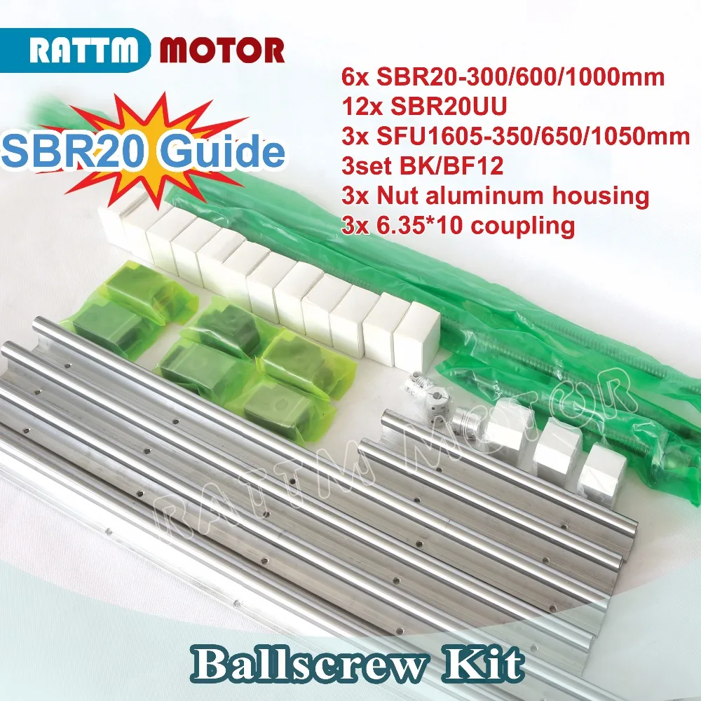 【DE Versand kostenlose Mehrwertsteuer】 SBR20 CNC-Kit Linearführungsschiene 300 600 1000 mm & Kugelumlaufspindel SFU1605 350 650 1050 mm