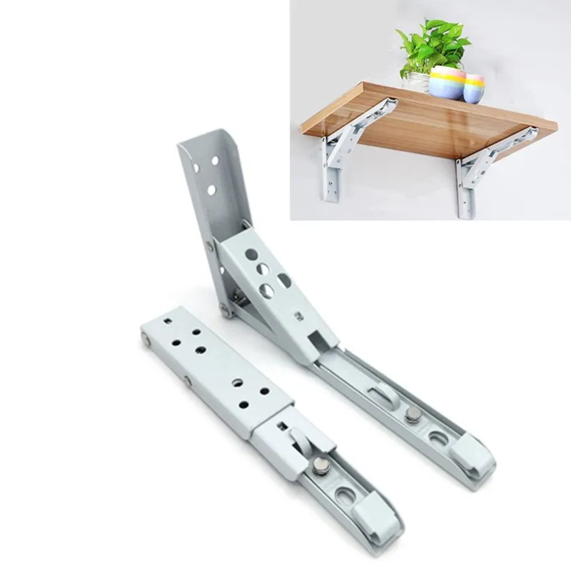

2PCS White metal Folding Angle Bracket Heavy Support Adjustable Wall Mounted wood Bench Table Shelf Furniture Hardware