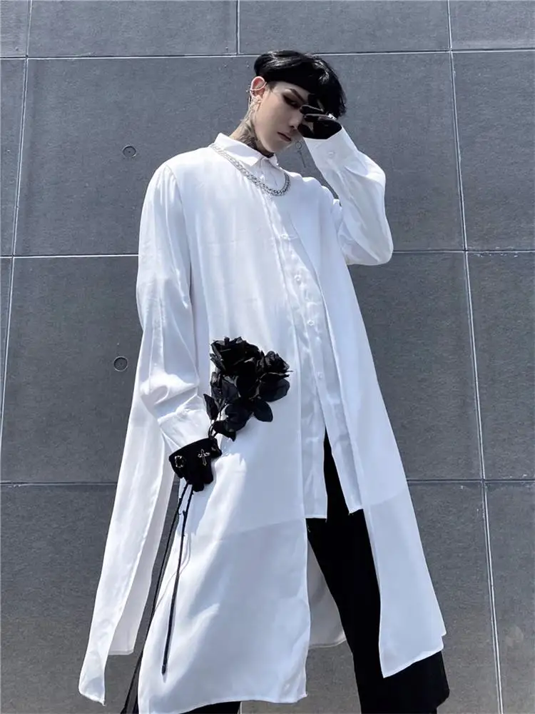Men's Long-Sleeve Shirt Spring And Autumn New Personality False Two Party Runway Fashion Trend Large Size Shirt