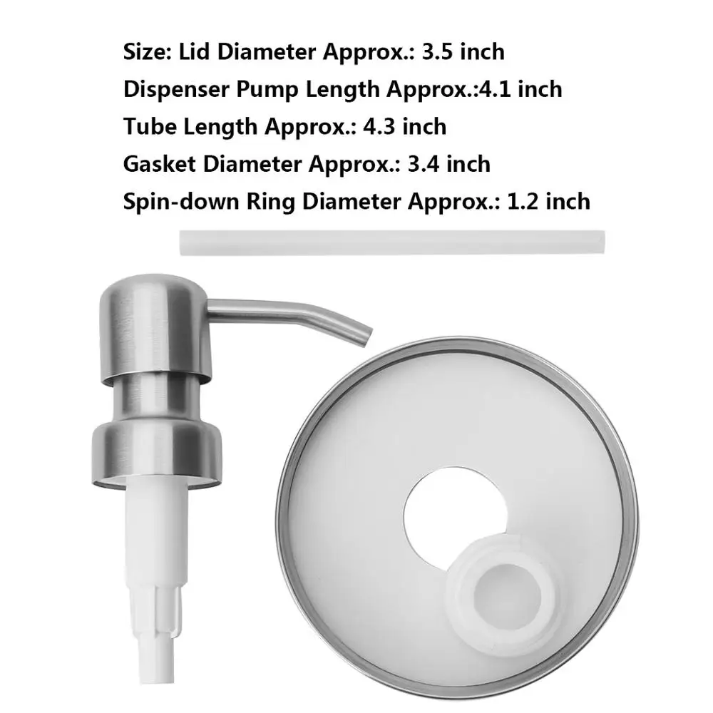 Liquid Soap Dispensers Pump With Tube Premium Anti Rust Mason Jar Lids Shampoo Liquid Pums Kits For Bathroom Hardware Accesaries