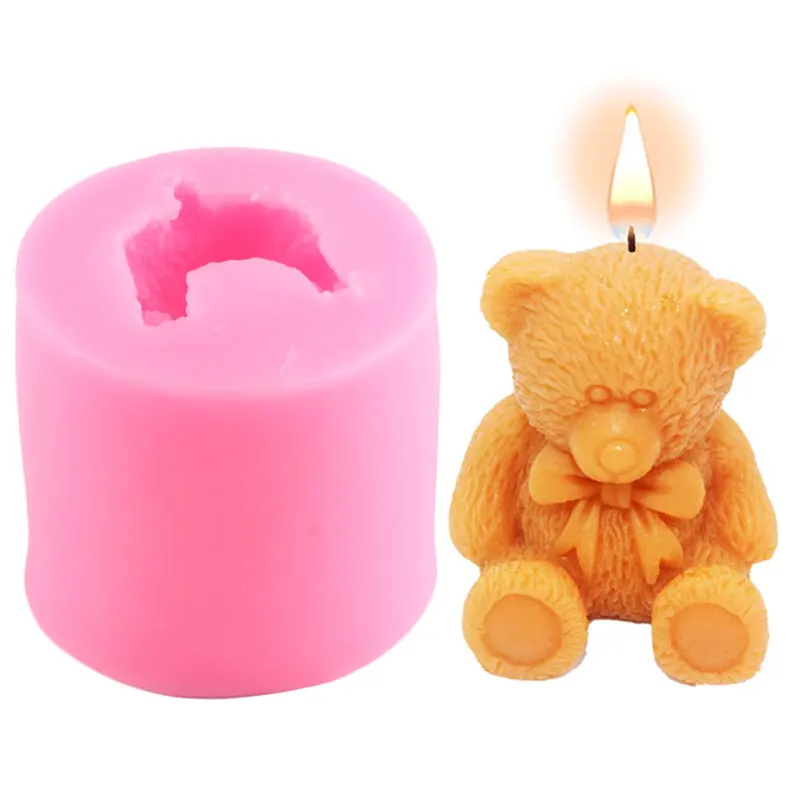 3D Baby Bear Silicone Candle Molds Handmade Soap Mold Teddy Bear Fondant Cake Decorating Chocolate Candy Molds Resin Epoxy Mould