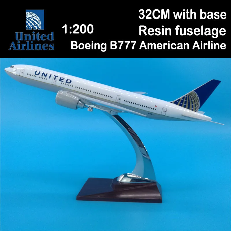 

32CM Boeing B777 USA American UNITED Airlines Airways Airplane Model Toys Aircraft Diecast Alloy Airliner Plane Gifts for Kids