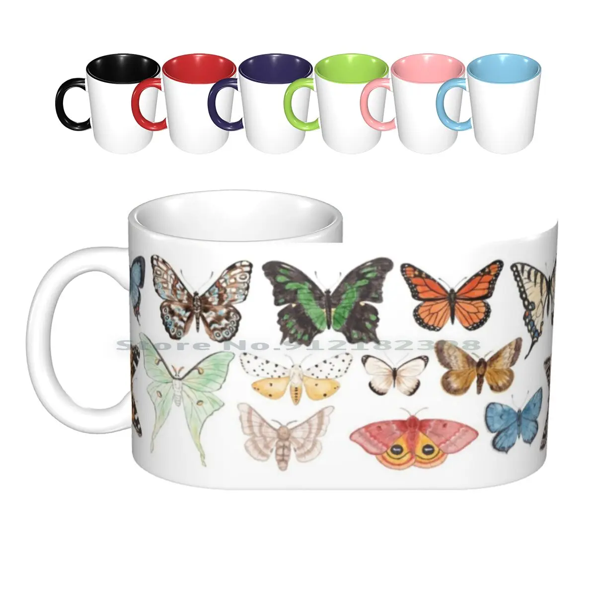 Butterflies & Moths Ceramic Mugs Coffee Cups Milk Tea Mug Maria Montessori Homeschool Home School Teacher Nature Nature Study