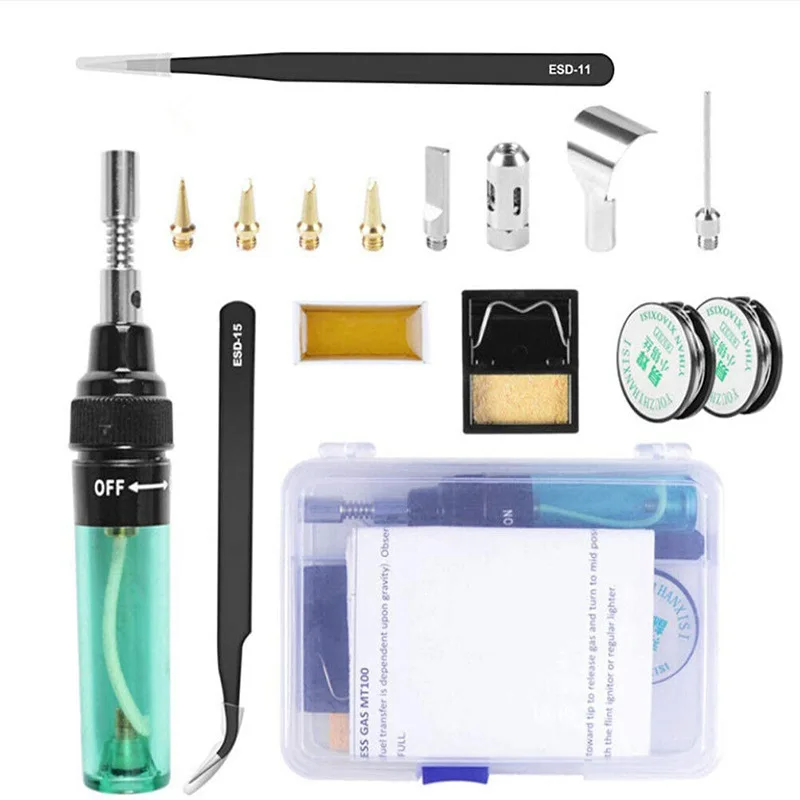 

16pcs convenient pen type gas soldering iron multifunctional gas soldering iron inflatable gas soldering iron set MT-100