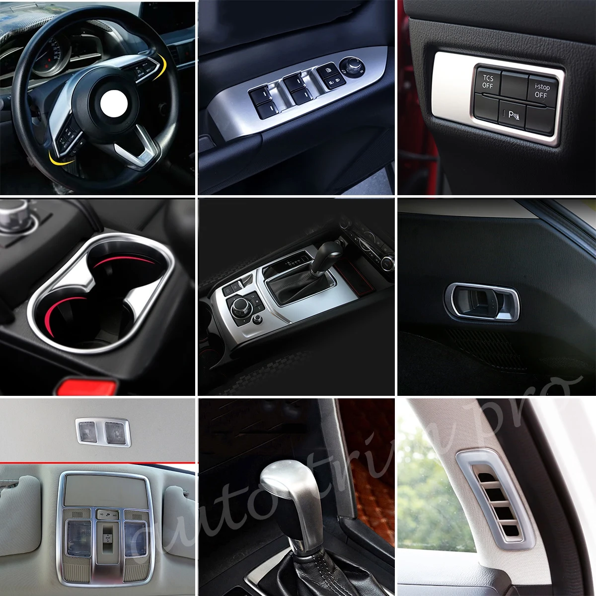 Accessories For Mazda CX5 CX-5 KF Chrome Headlight Adjust Water Cup Holder Gear Box Air Vent Cover Trim 2017-2022