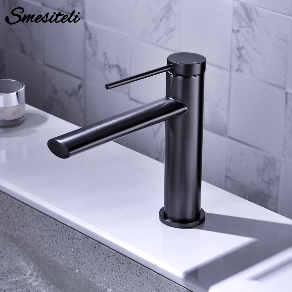 

Brass Black Deck Mounted Single Hole Single Handle Hot Cold Bathroom Mixer Sink Tap Basin Faucet Vanity Water Tapware